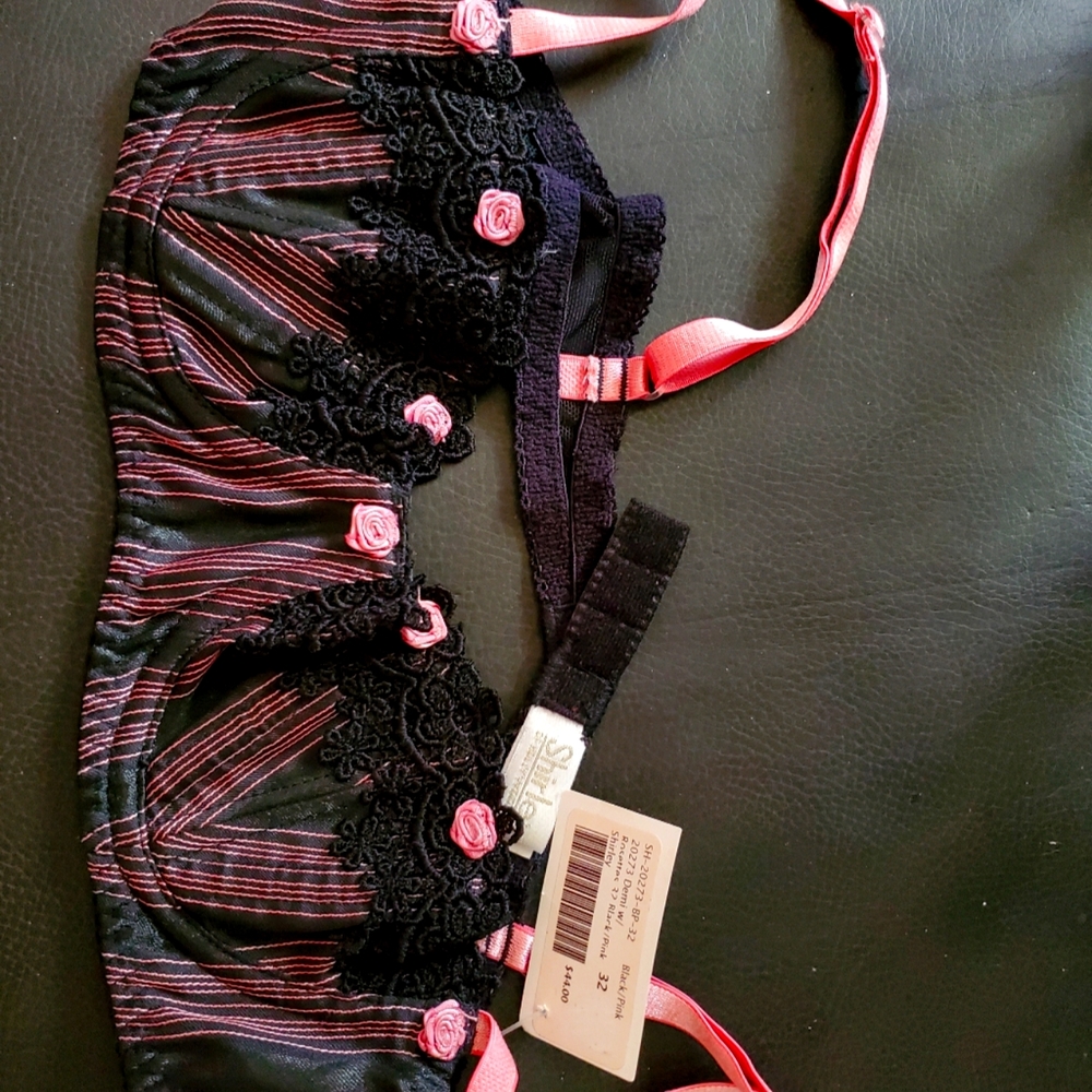 Shirley - New with tags - Dress-up bra - Black/Pink - Size 32